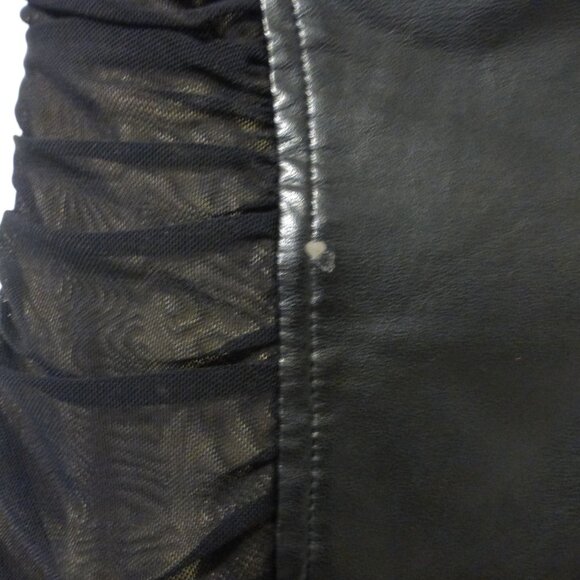 BEBE black ruched mesh and faux leather strapless tube dress - Picture 7 of 14